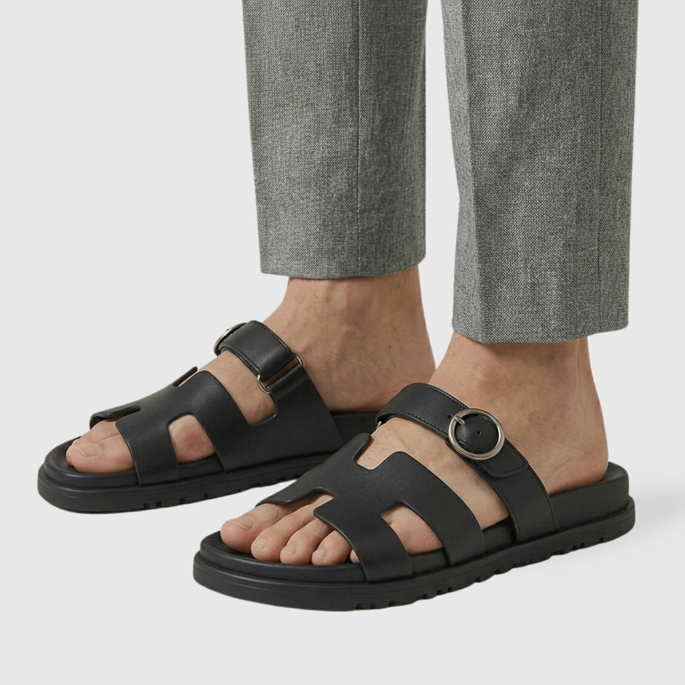 Sandales homme bride large semelle plate