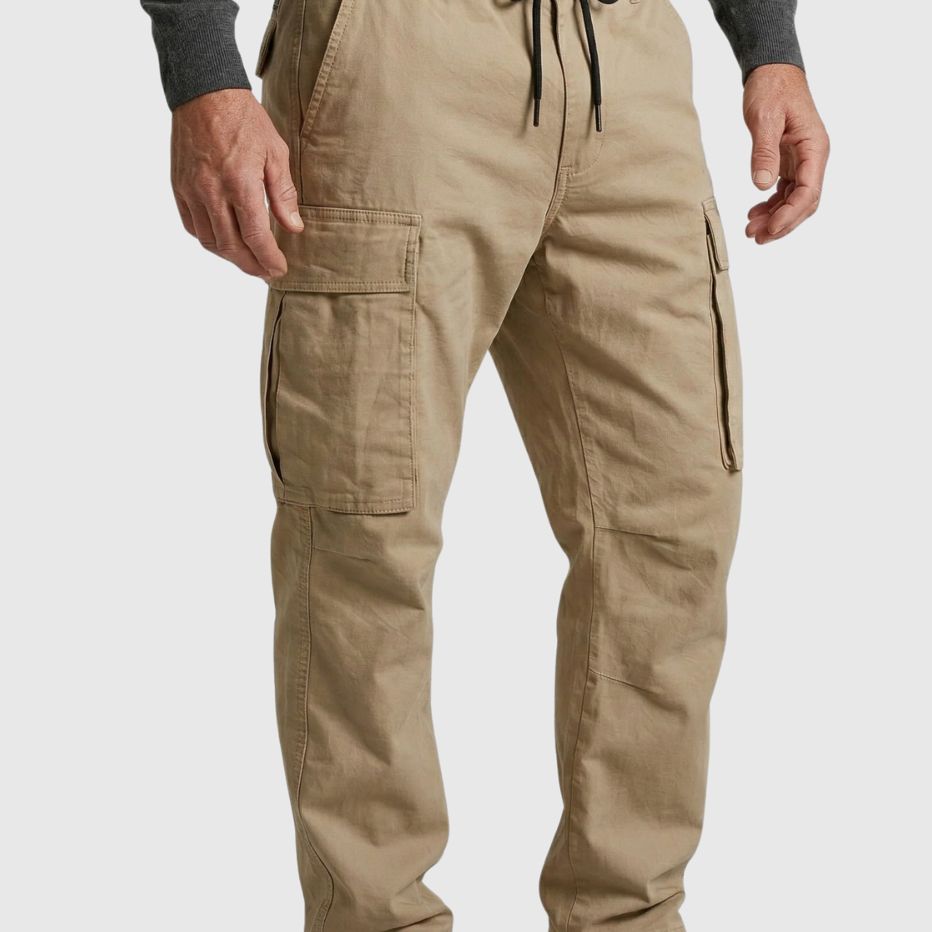 Pantalon cargo homme coton coupe ample taille élastique cordon de serrage