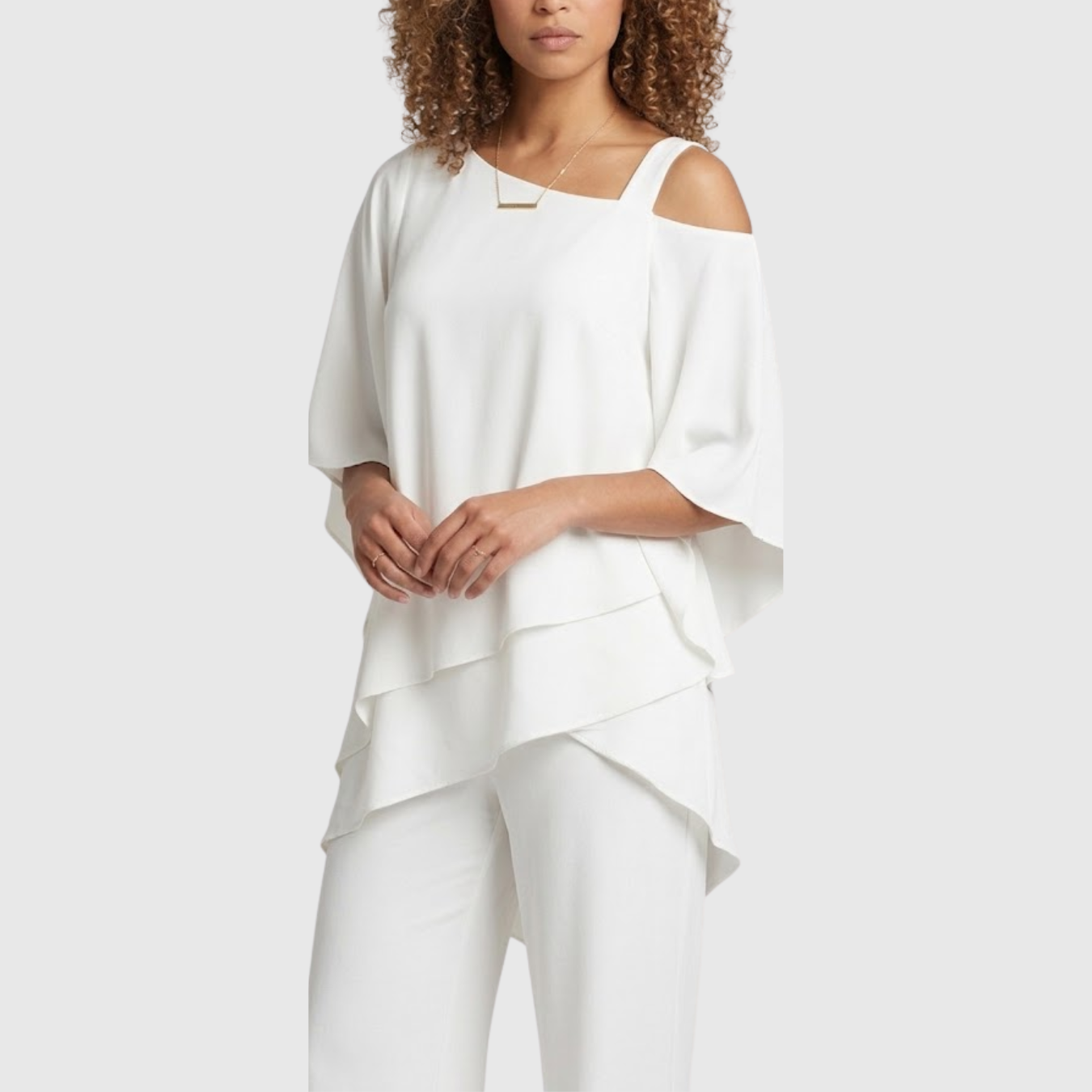 Ensemble femme été pantalon fluide top ample épaules dénudées