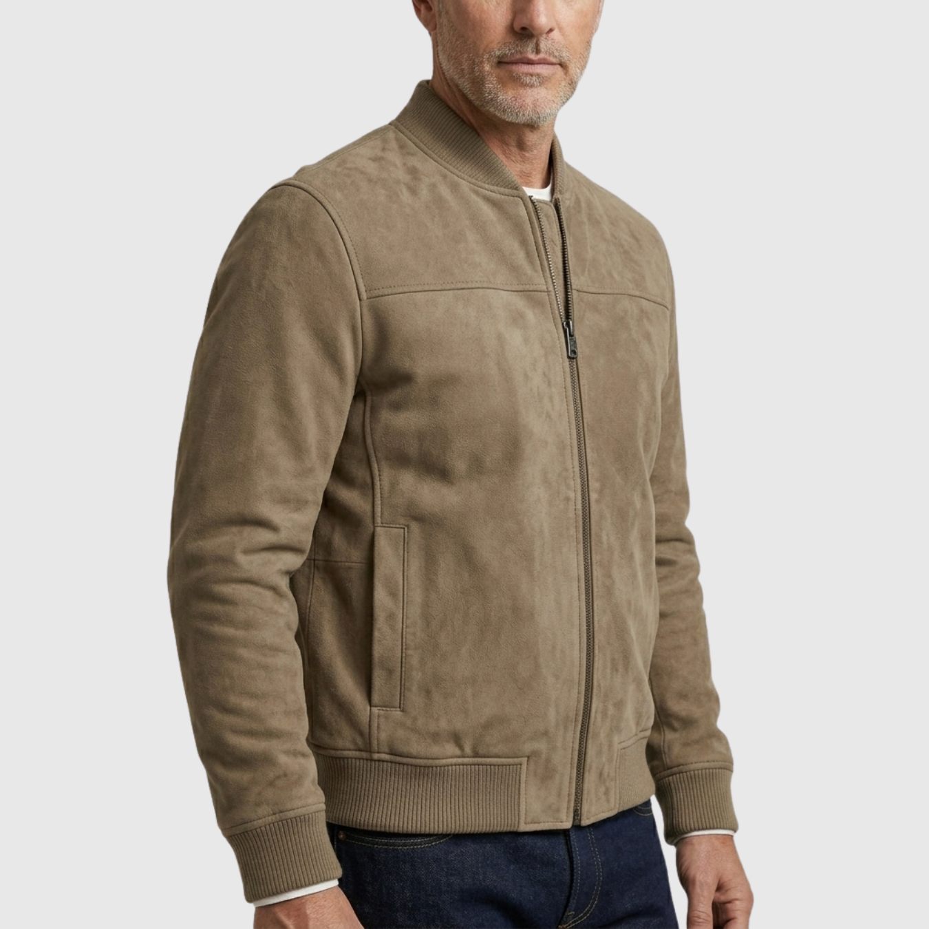 Blouson homme suédine fermeture zippée coupe ajustée