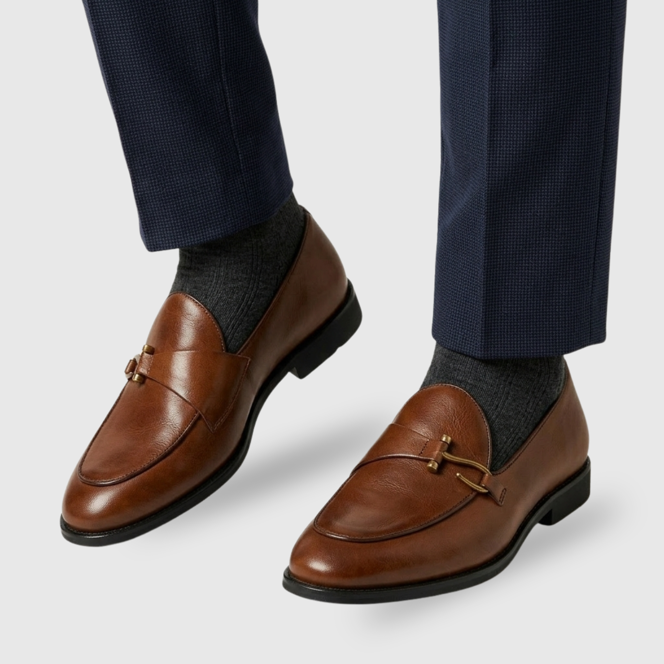 Mocassins homme cuir à enfiler avec boucle semelle plate style classique