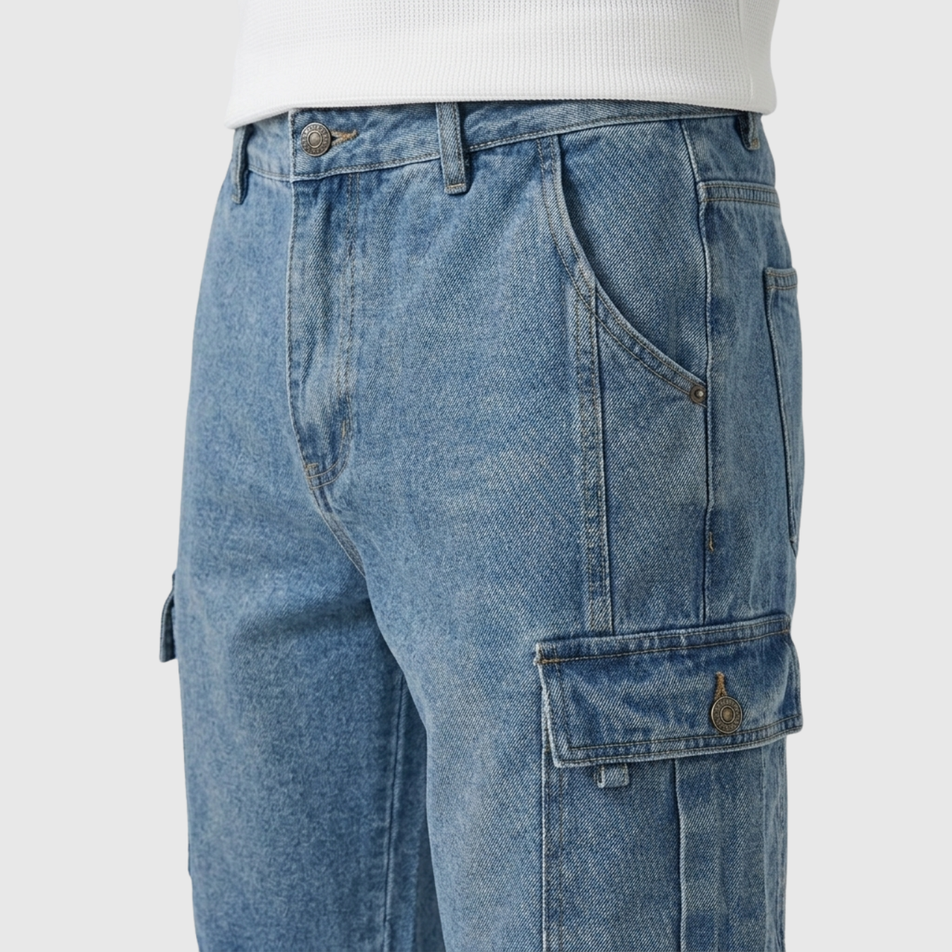 Short cargo homme denim coupe décontractée multi-poches