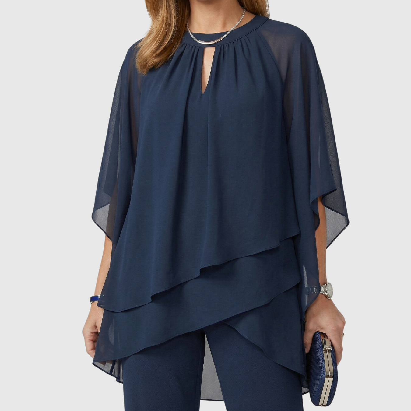 Ensemble pantalon femme habillé mousseline coupe fluide élégant