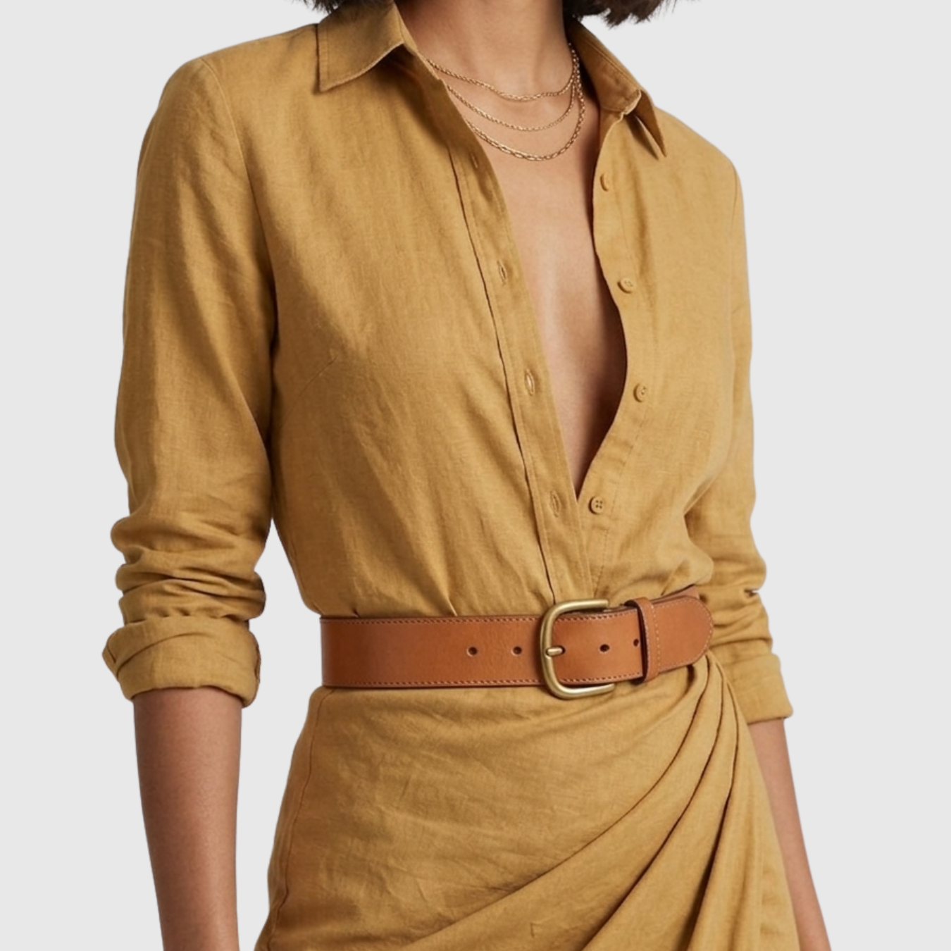 Robe longue portefeuille femme col revers manches longues