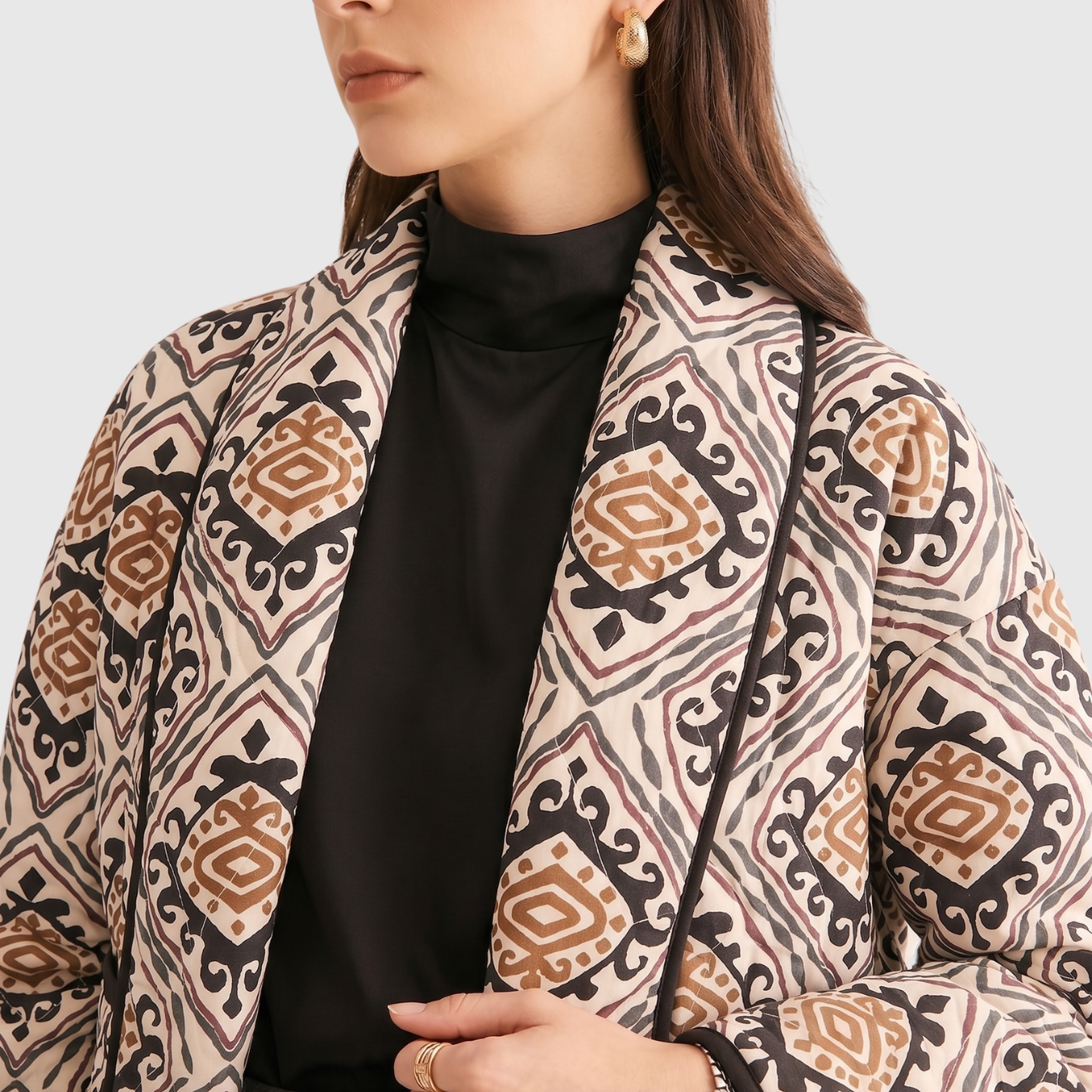 Veste femme imprimé ethnique coupe ample style bohème