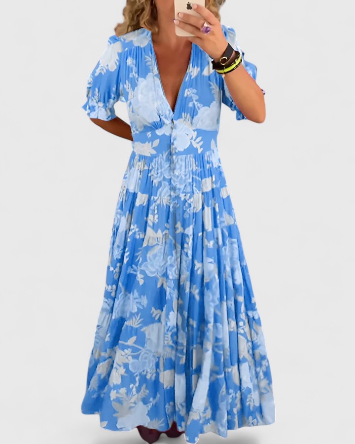 Robe mi-longue femme imprimé floral été casual