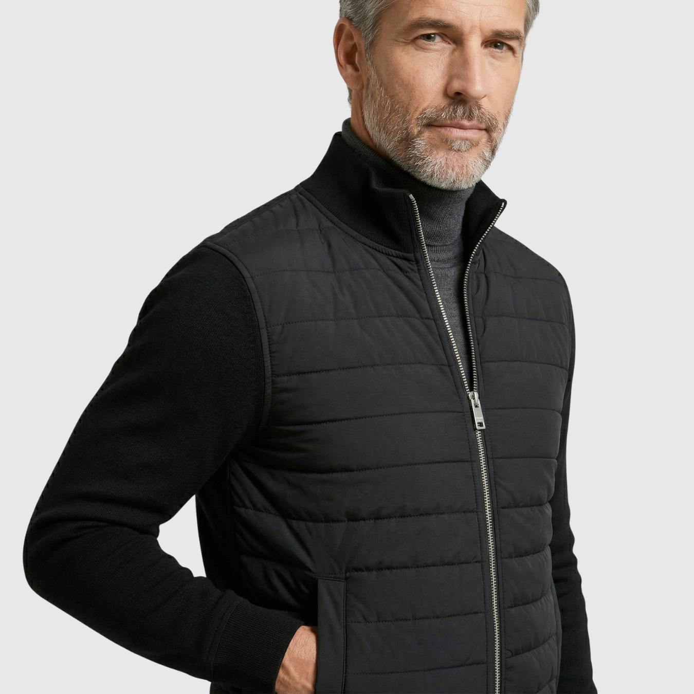 Veste homme hybride manches tricotées zippée mi-saison