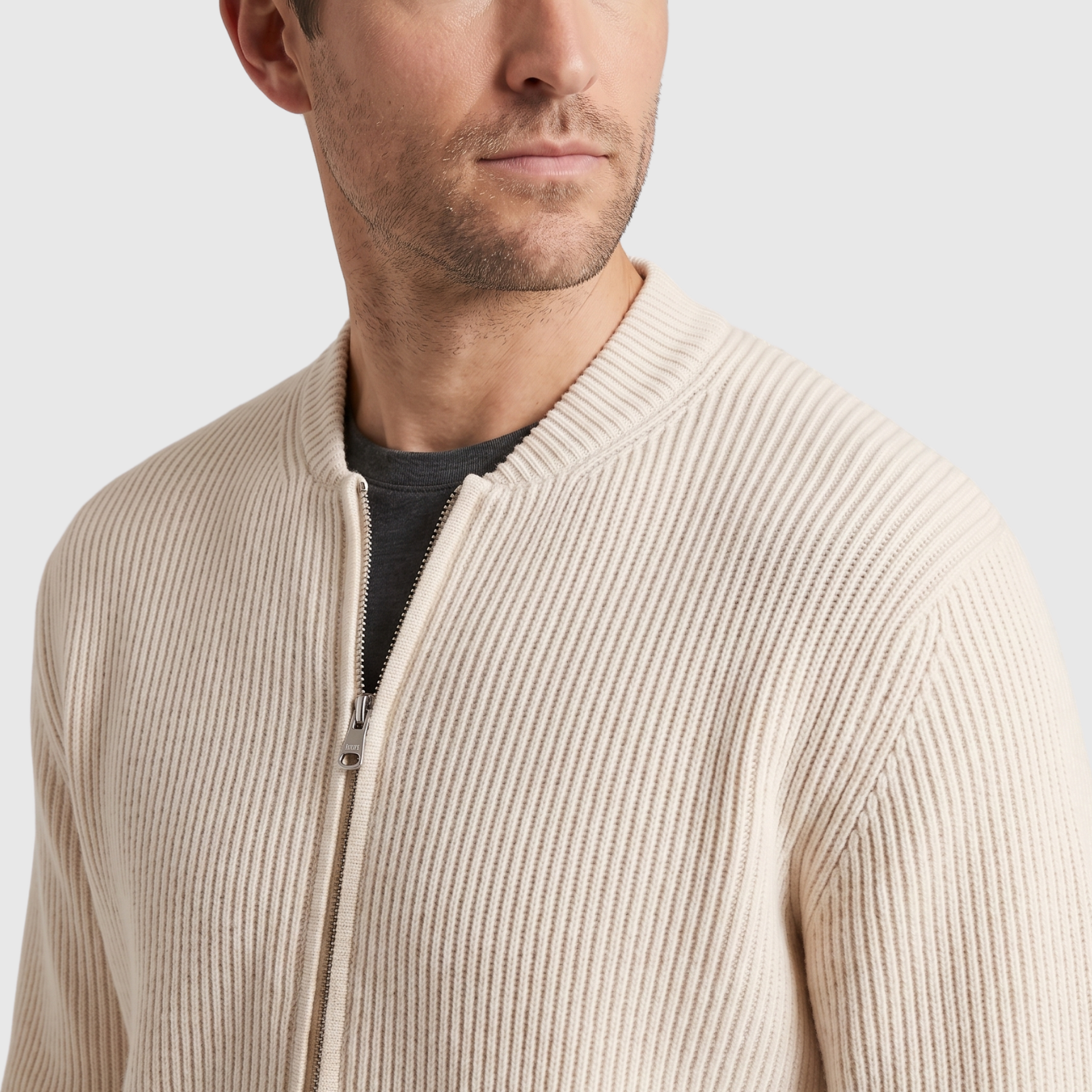Gilet homme 100% coton zippé maille côtelée