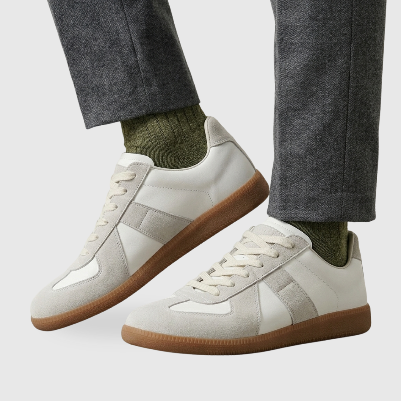 Baskets cuir homme style German Army semelle gomme
