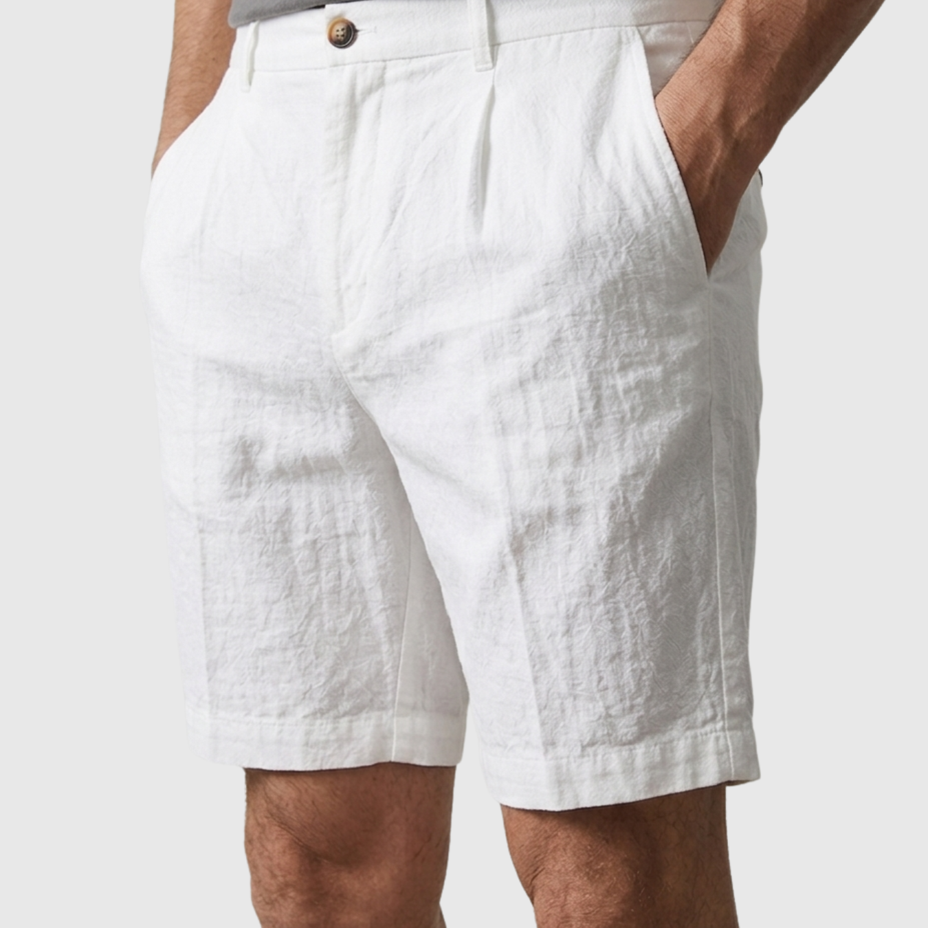 Short homme en lin coupe décontractée taille élastiquée