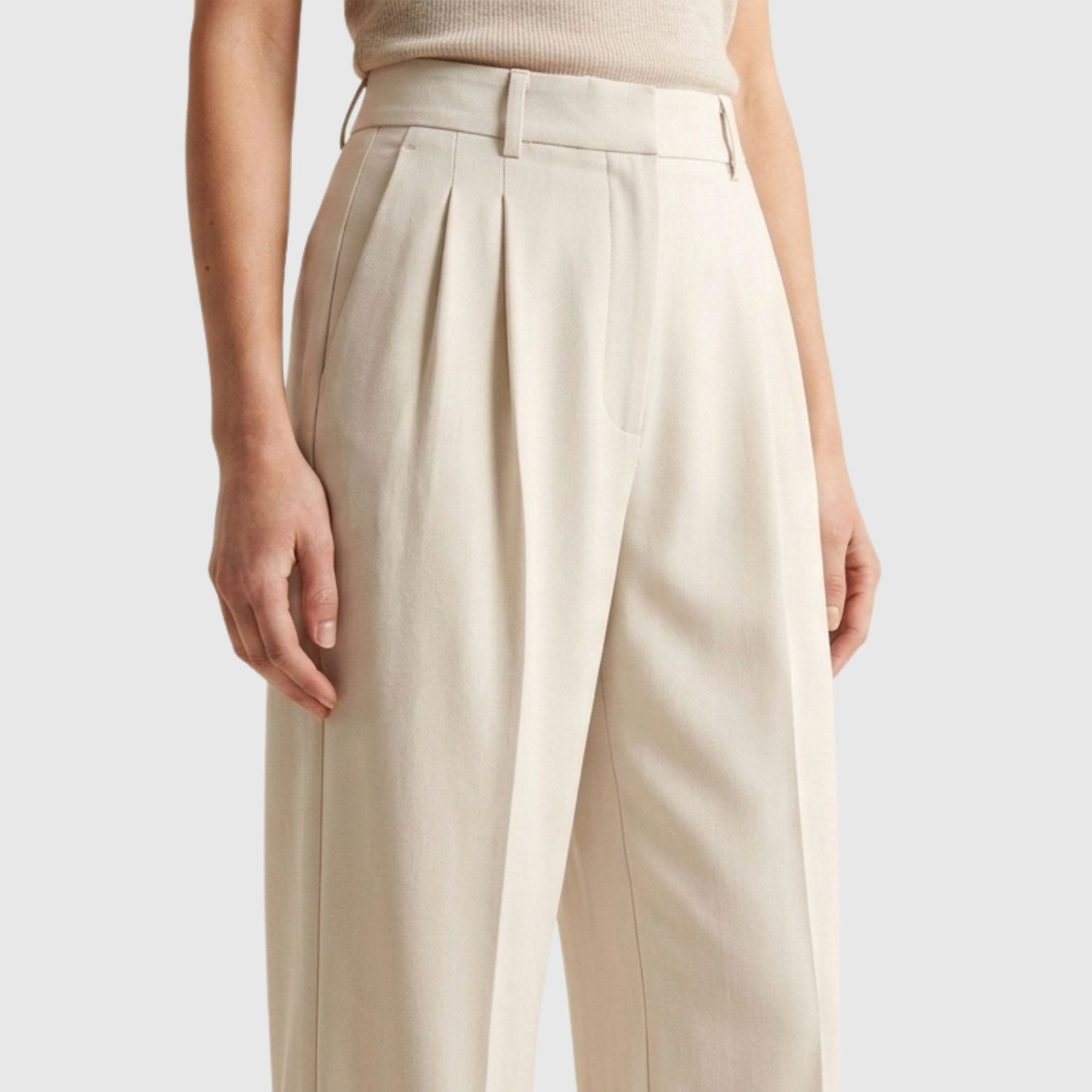 Pantalon femme large taille haute fluide