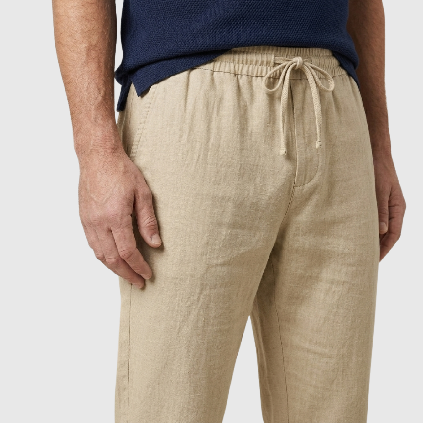 Pantalon homme été léger coupe droite respirant taille élastique