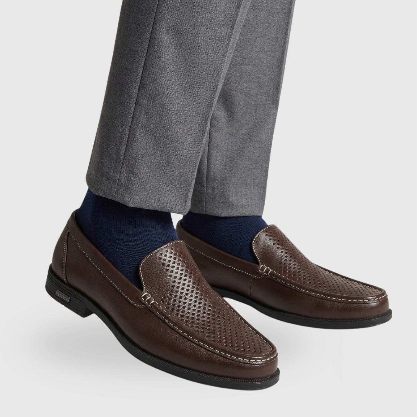 Mocassins homme cuir perforé chaussures habillées sans lacets