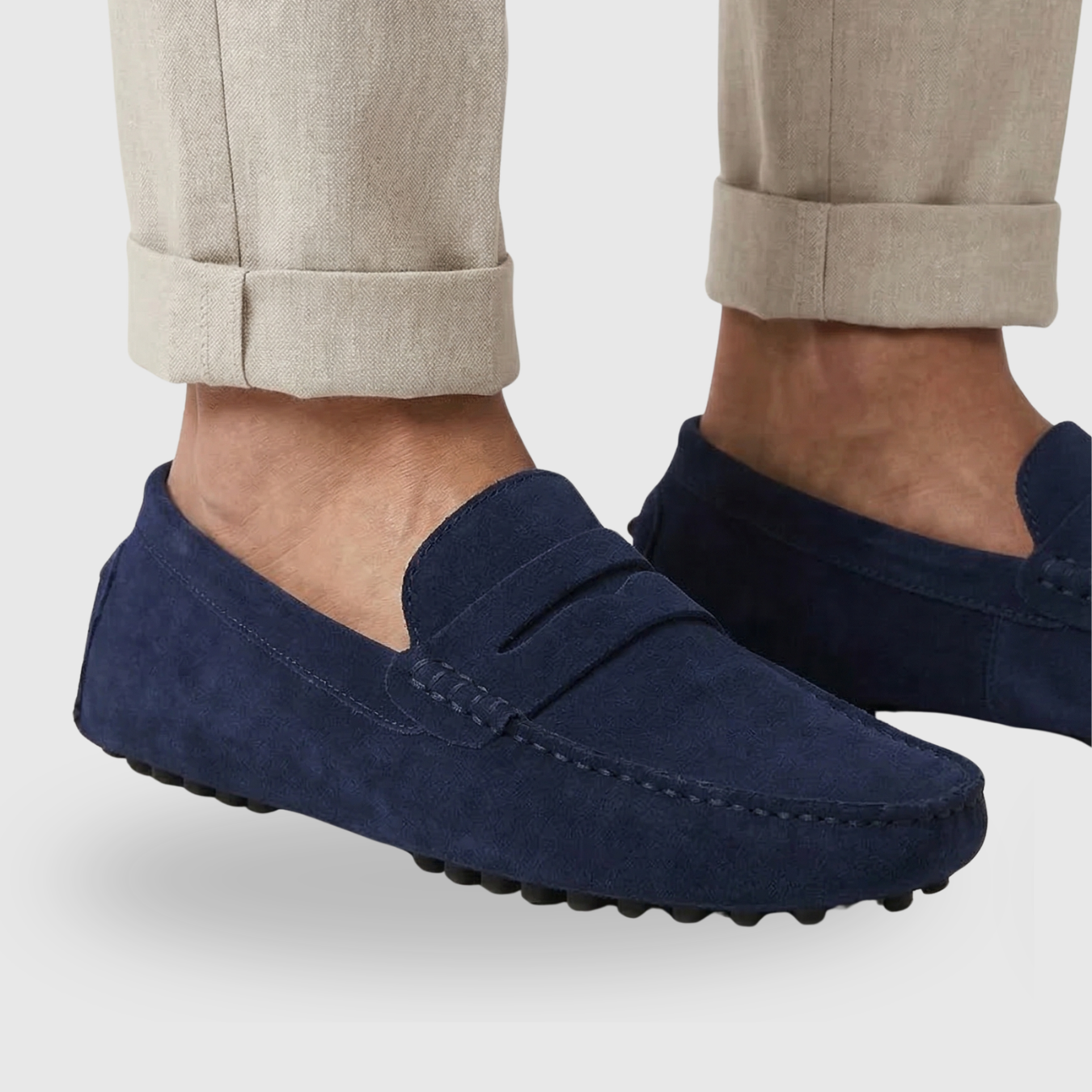 Mocassins homme daim type driving à enfiler semelle souple antidérapante