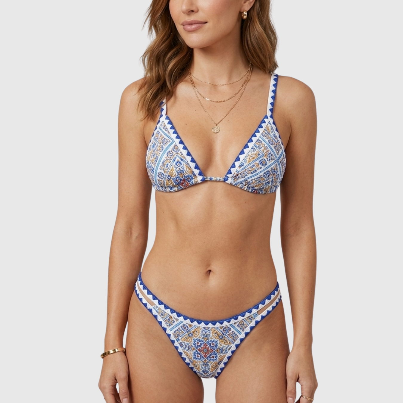 Bikini triangle femme imprimé deux pièces coupe échancrée