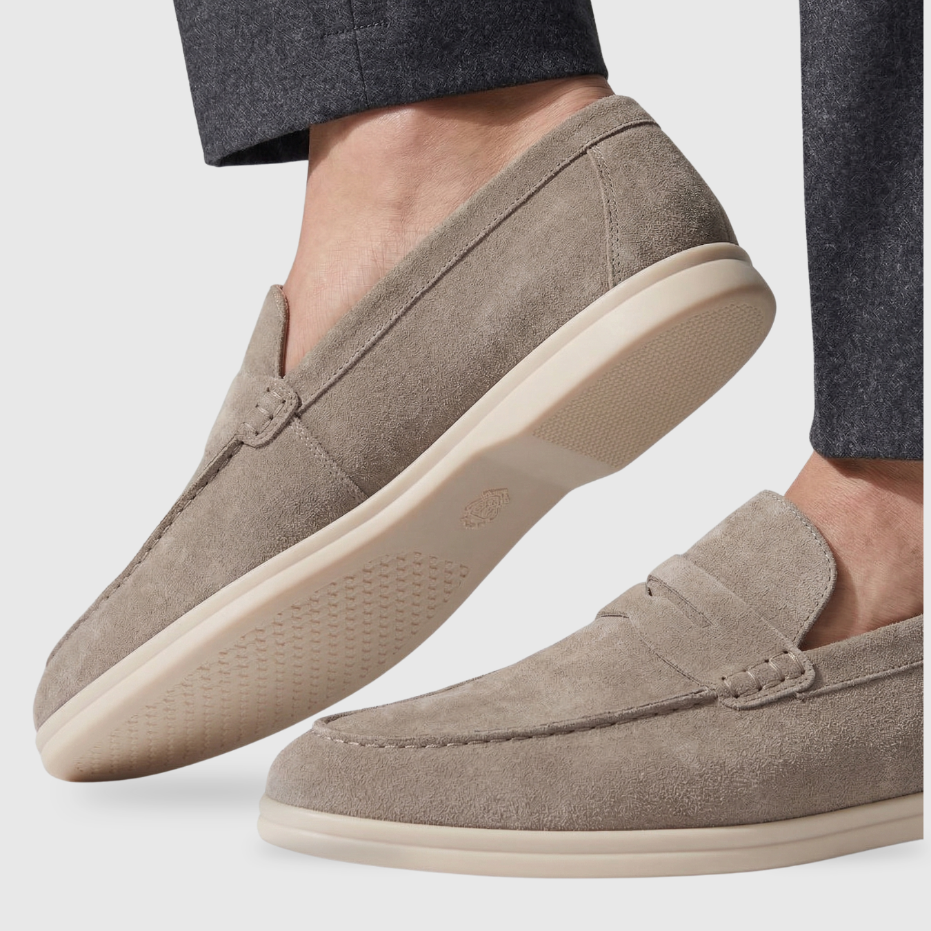 Mocassins homme daim à enfiler semelle souple style casual élégant