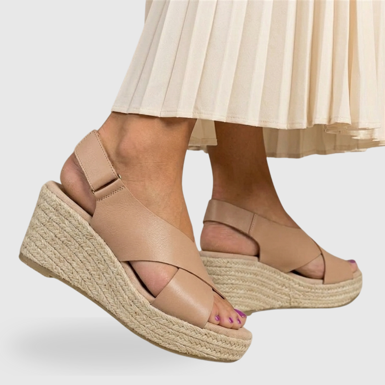 Sandales compensées femme espadrilles brides croisées semelle plateforme