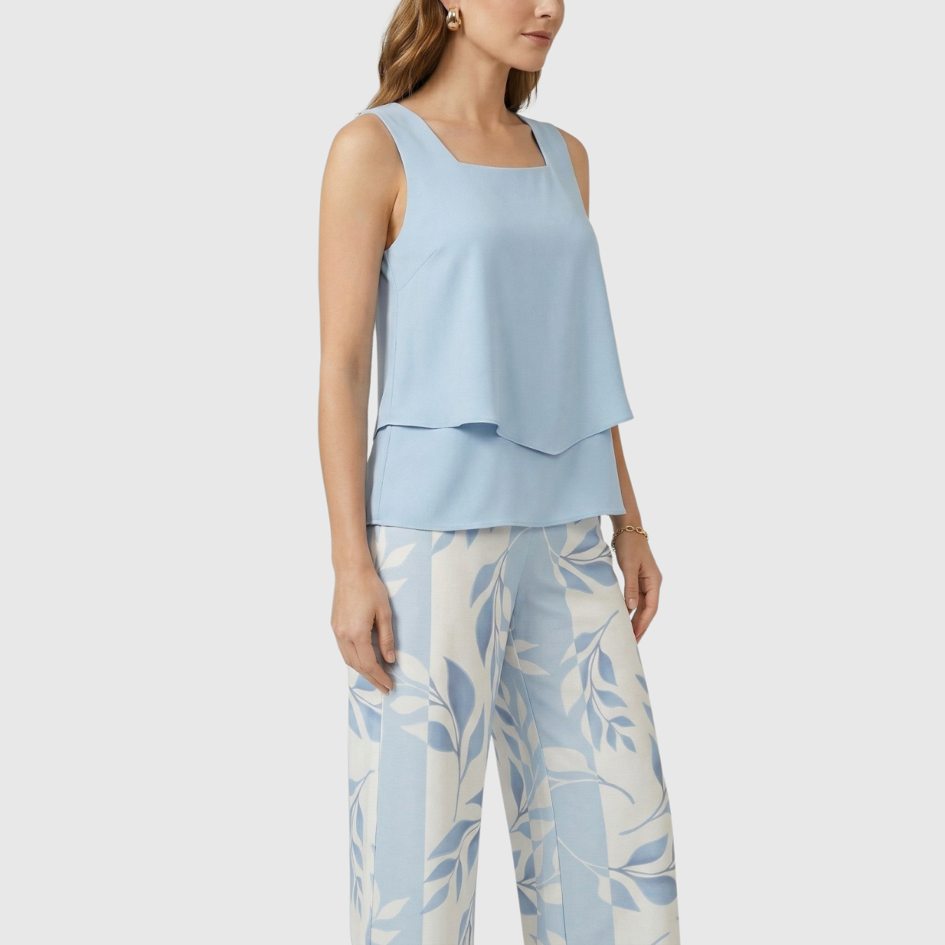 Ensemble femme deux pièces pantalon et top coupe fluide taille haute