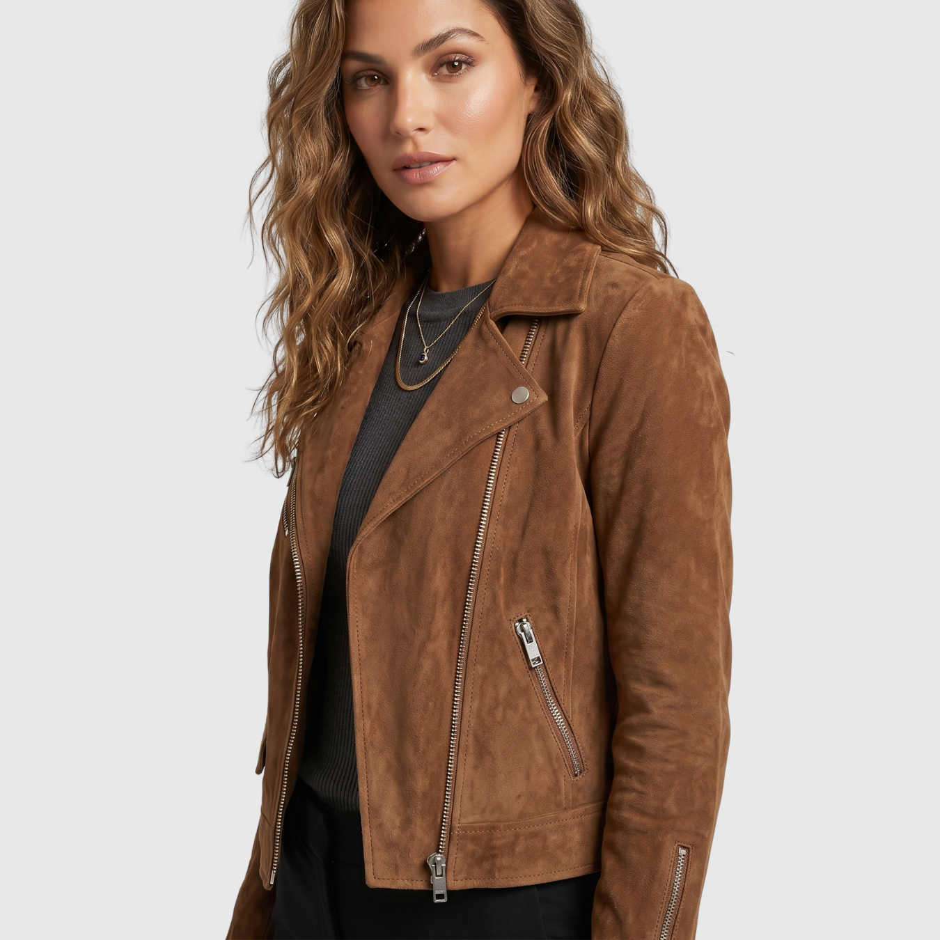 Veste femme style biker similicuir fermeture zippée coupe ajustée