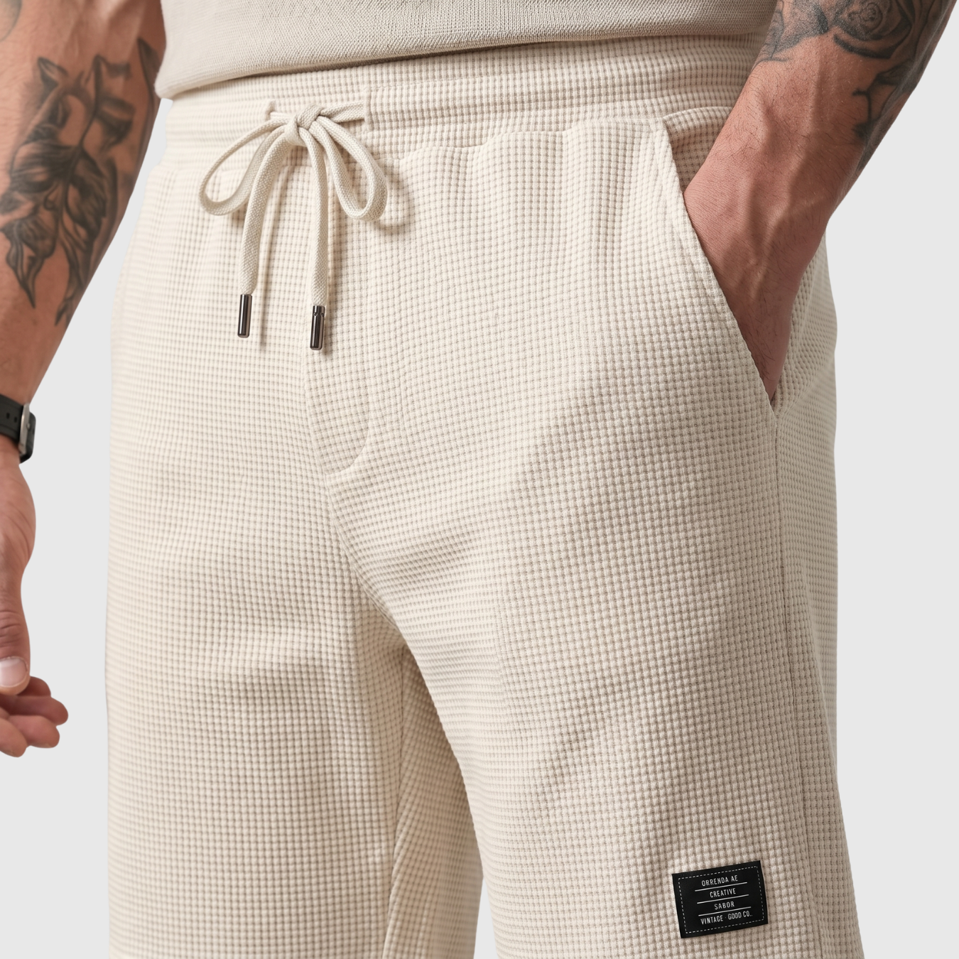 Short homme décontracté taille élastique à cordon coupe droite