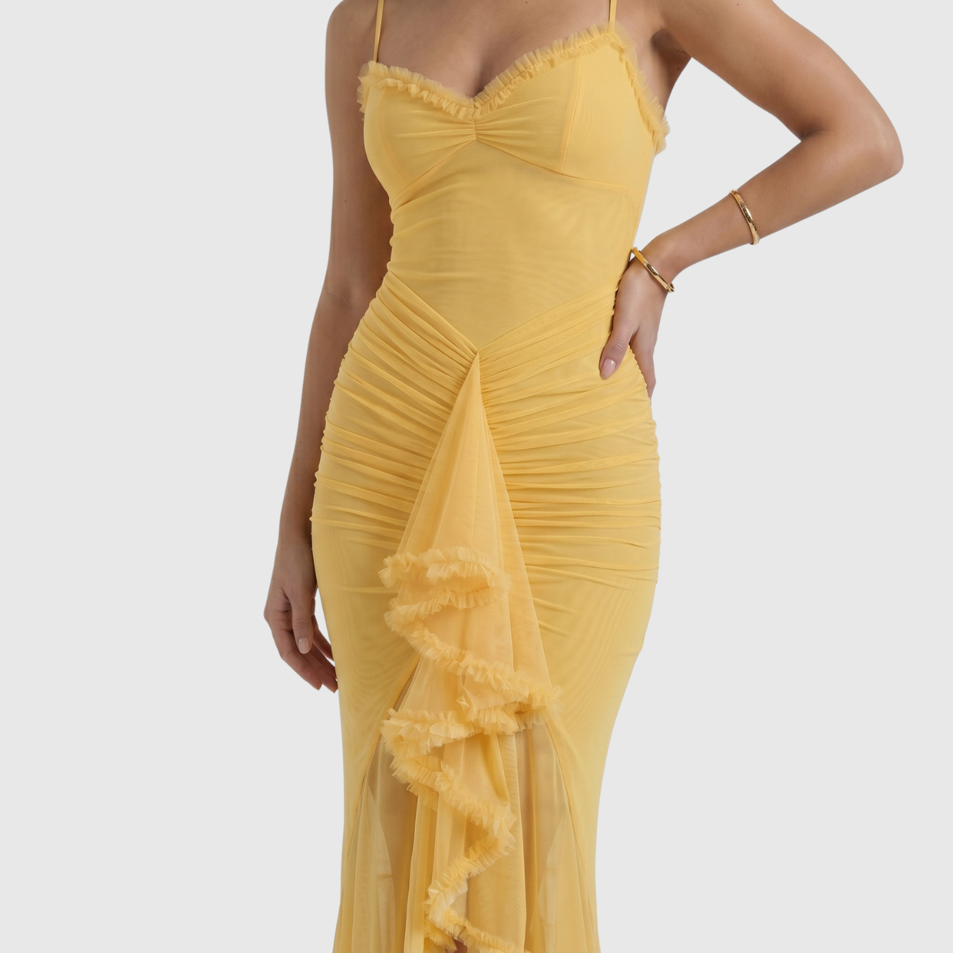 Robe longue femme fendue coupe fluide bretelles fines