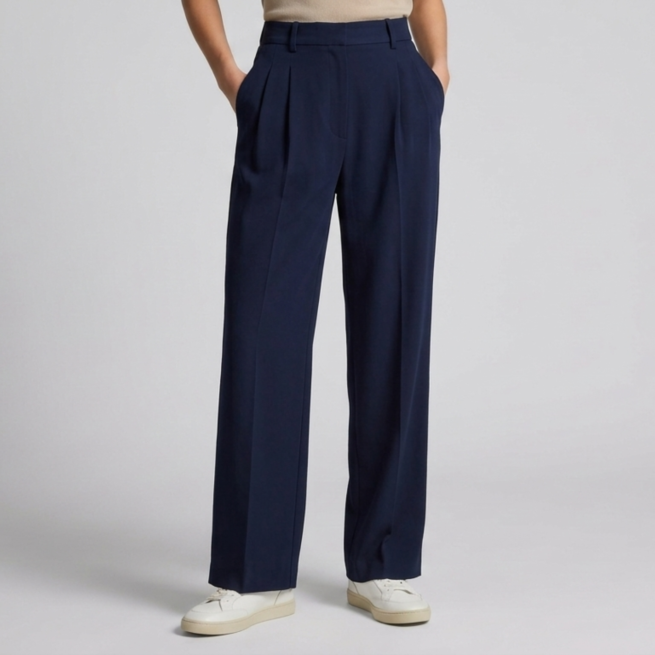 Pantalon femme large taille haute fluide