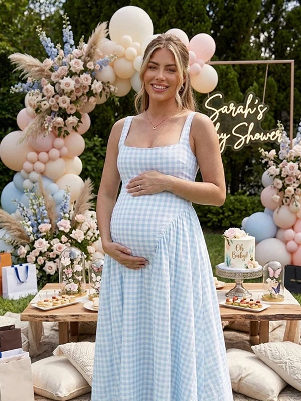 Robe Maxi Maternité Ligne A Bretelles Élégante