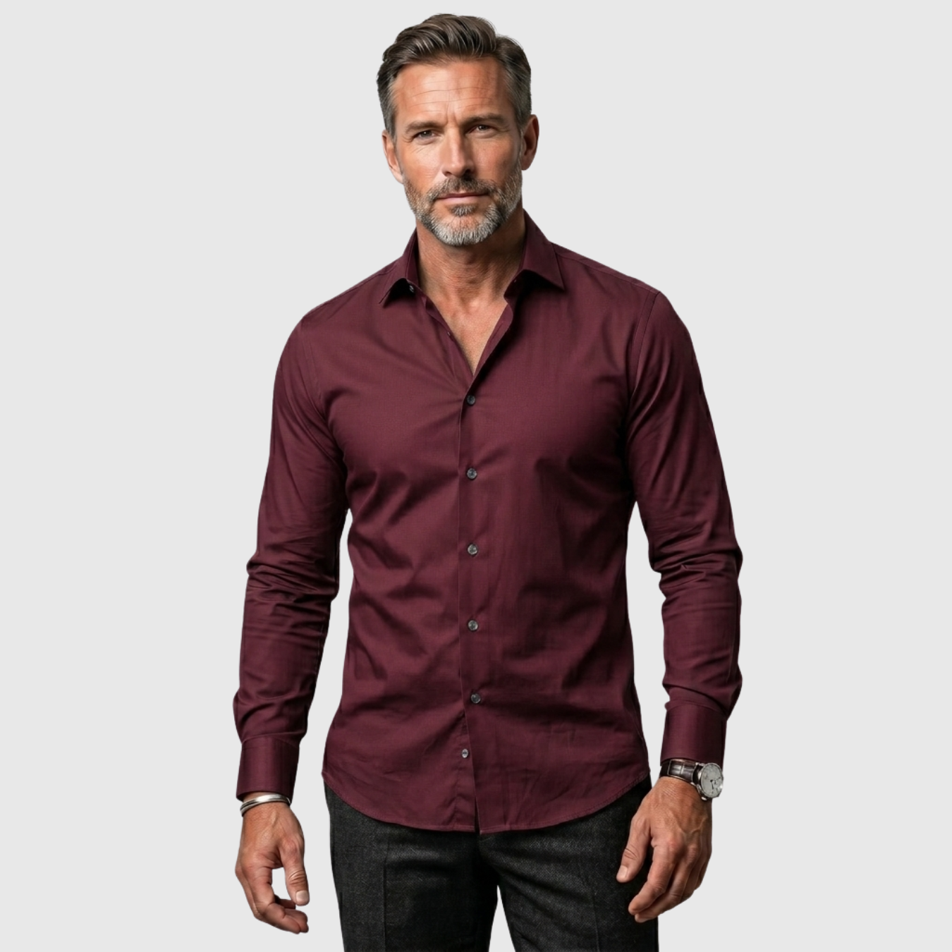 Chemise homme manches longues col classique coupe ajustée boutonnée