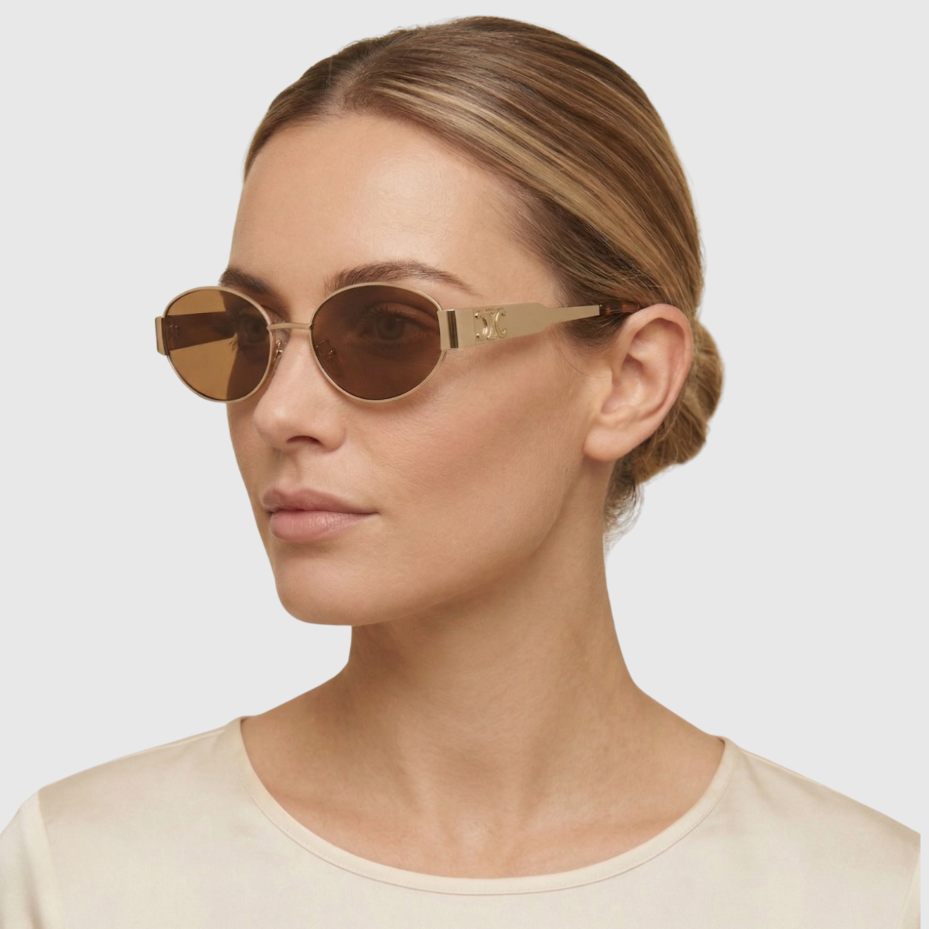 Lunettes de soleil femme ovales monture métal protection UV400 style vintage
