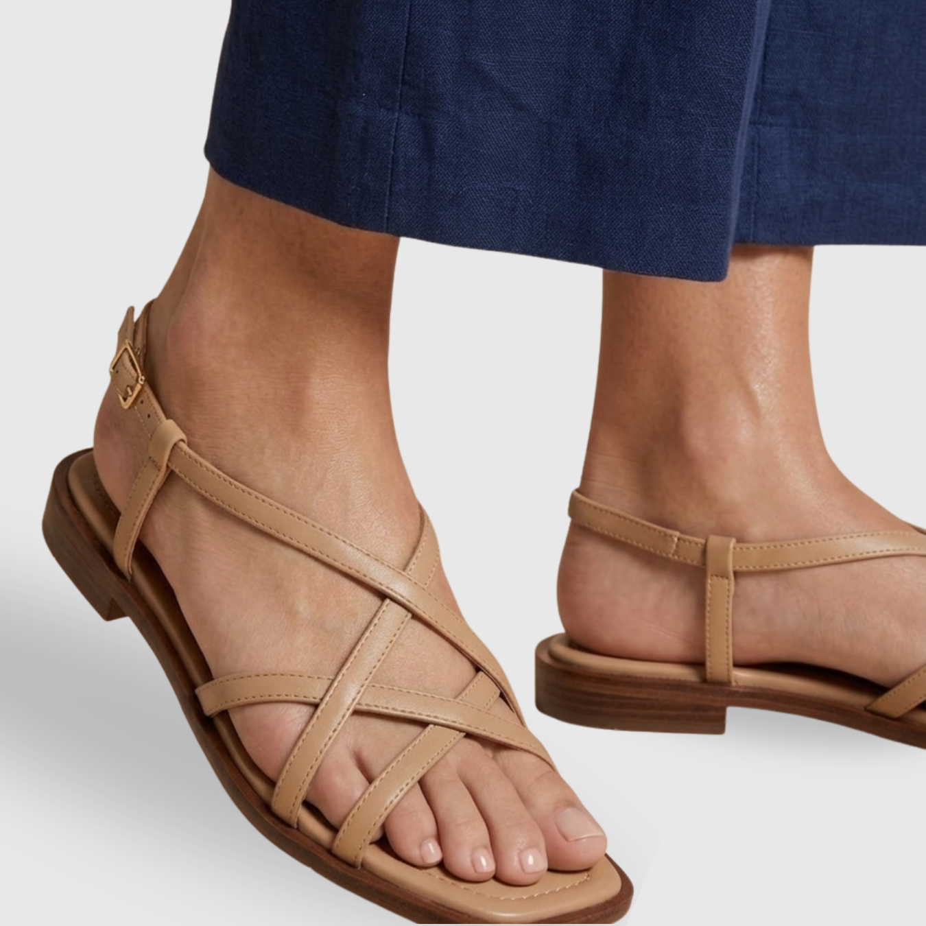 Sandales homme cuir brides croisées semelle plate confort été casual