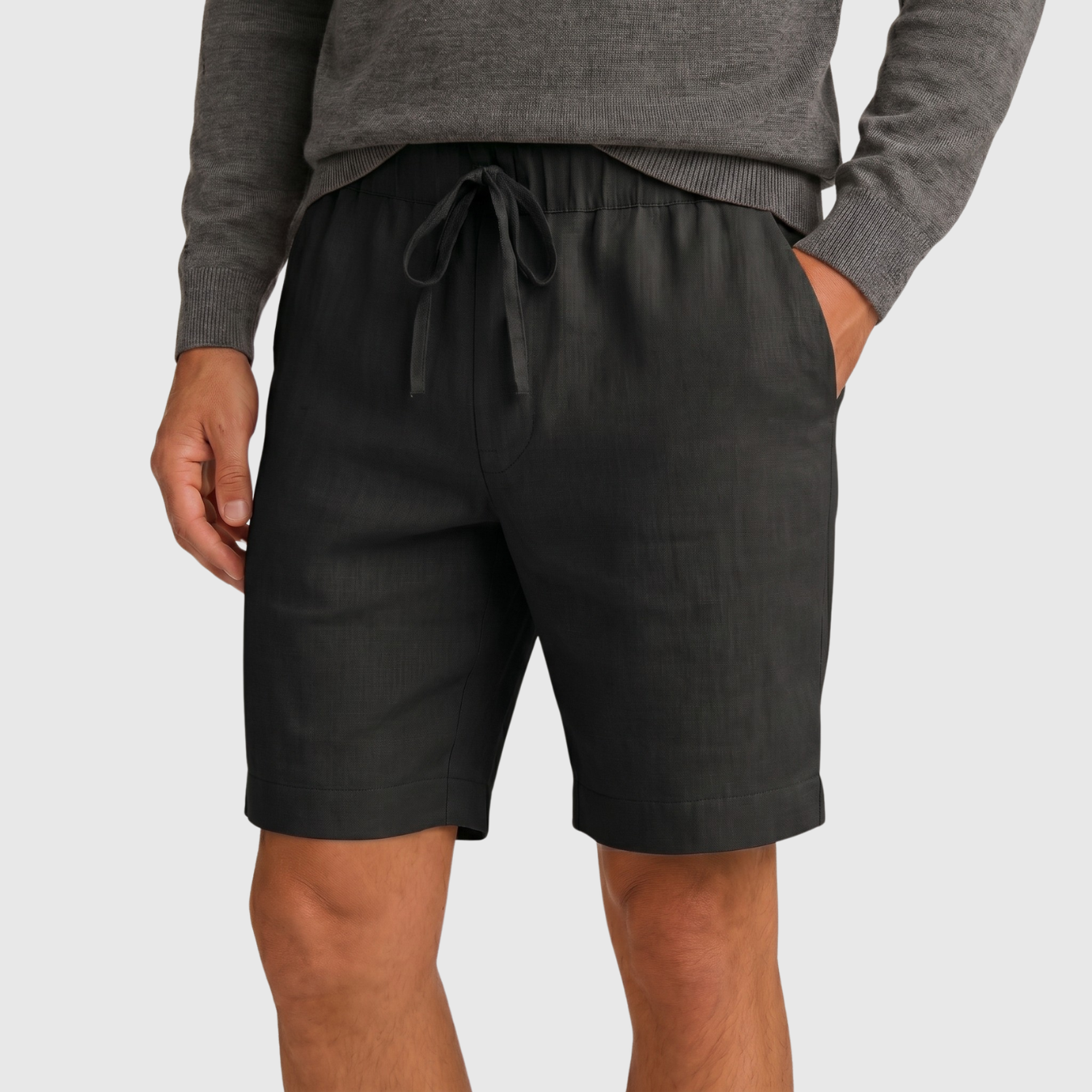 Short homme lin taille élastique cordon