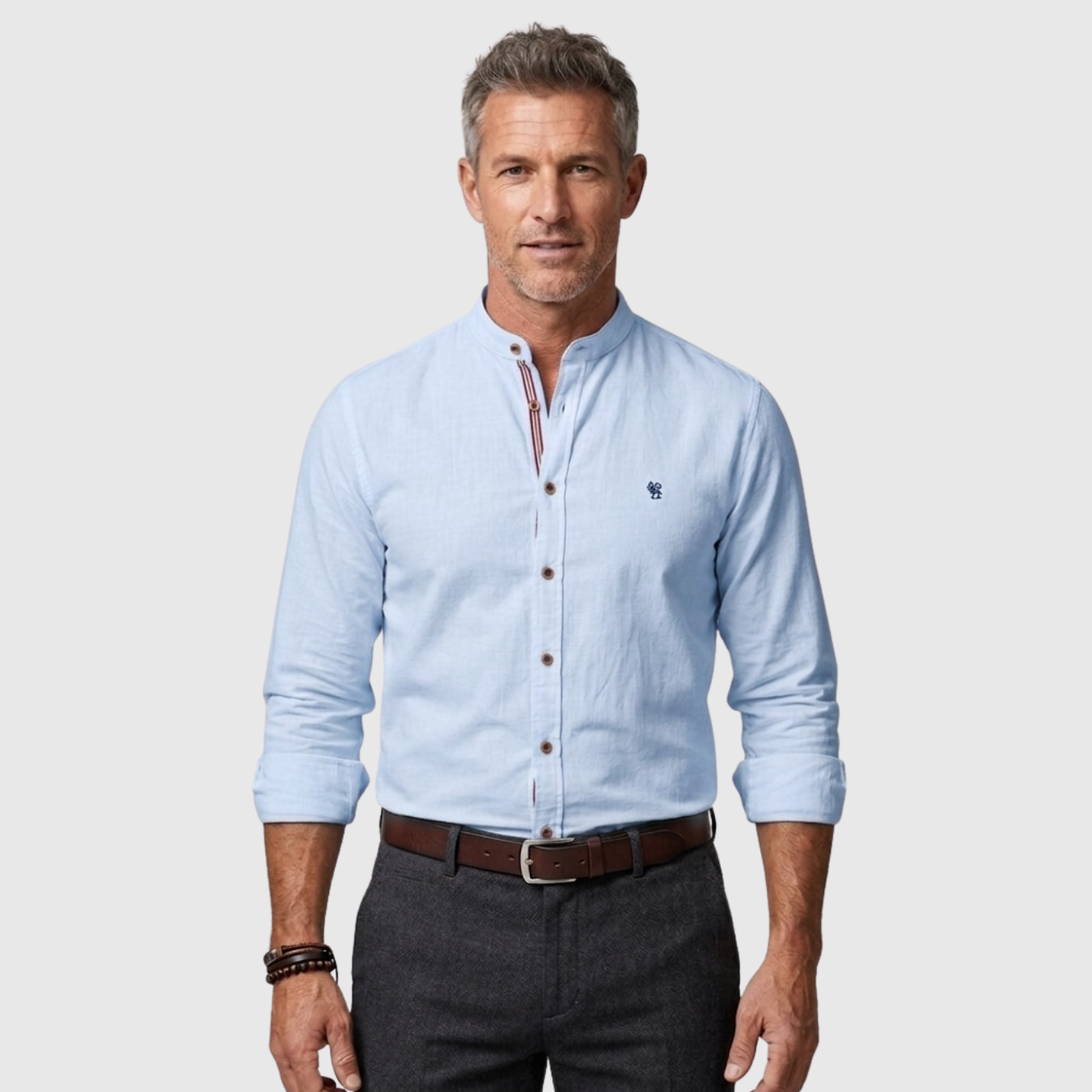 Chemise homme manches longues chaude col boutonné coupe classique hiver