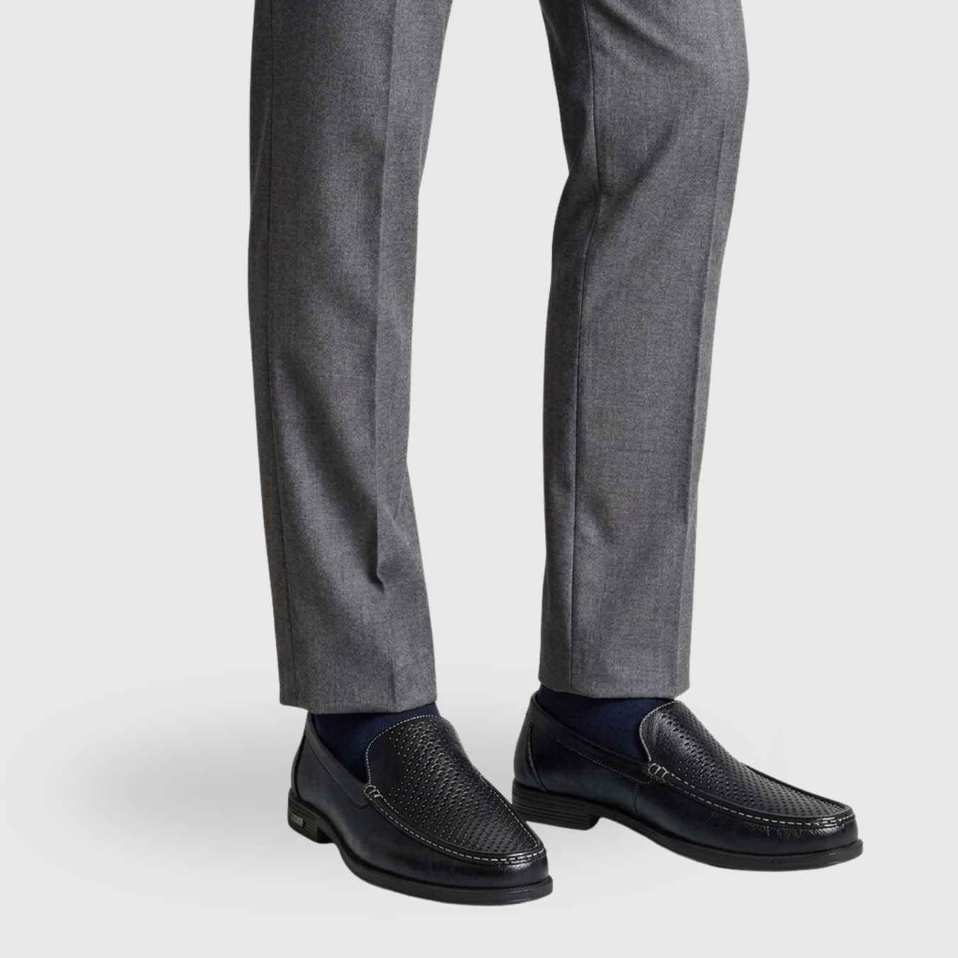 Mocassins homme cuir perforé chaussures habillées sans lacets