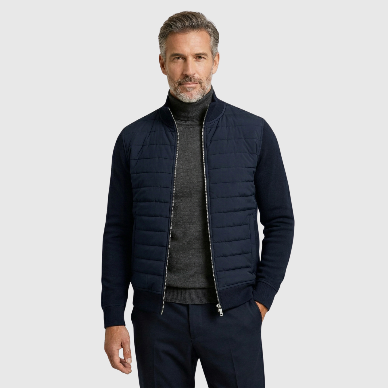 Veste homme hybride manches tricotées zippée mi-saison