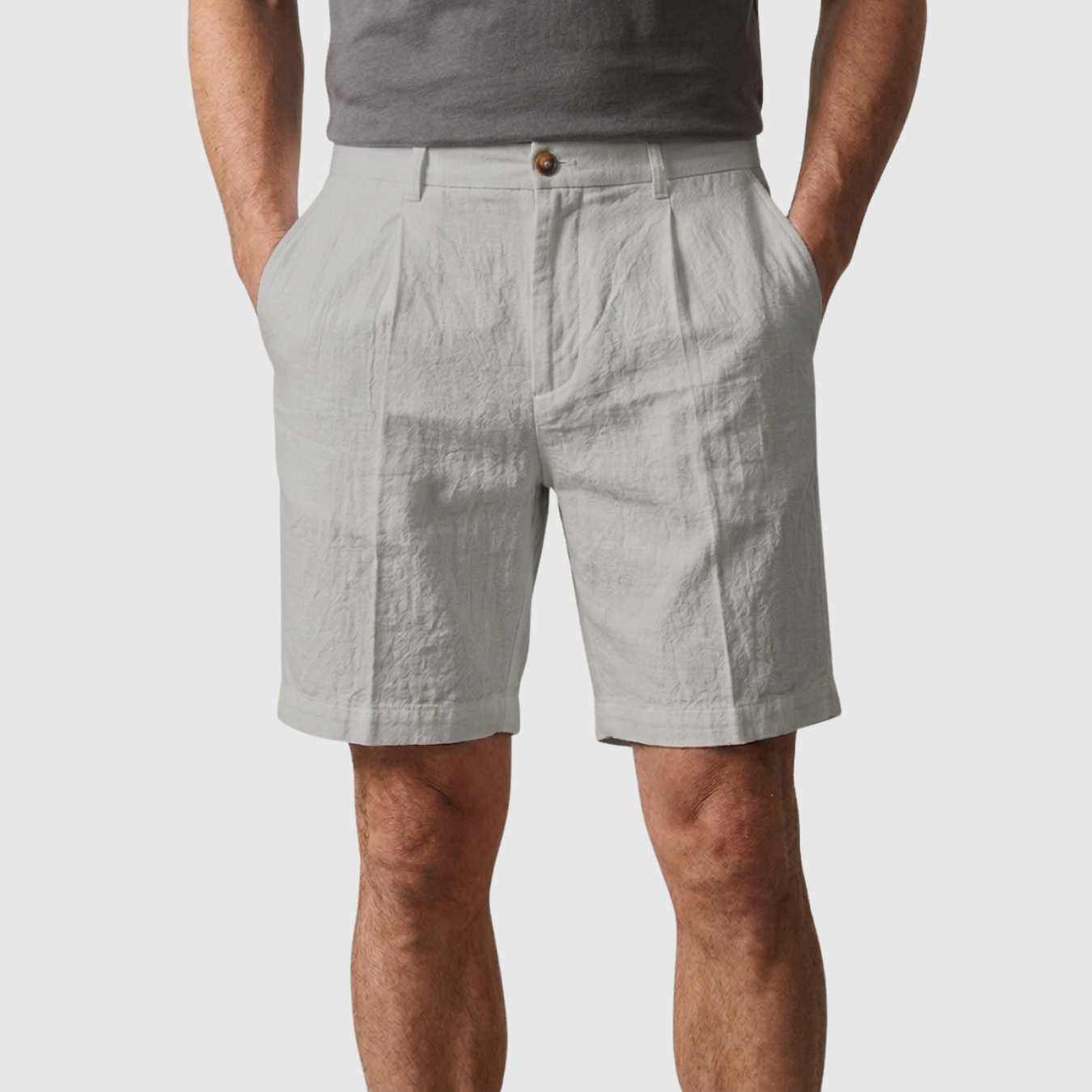 Short homme en lin coupe décontractée taille élastiquée