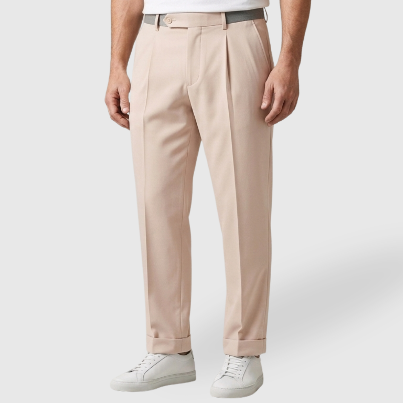 Pantalon homme taille haute coupe droite habillée