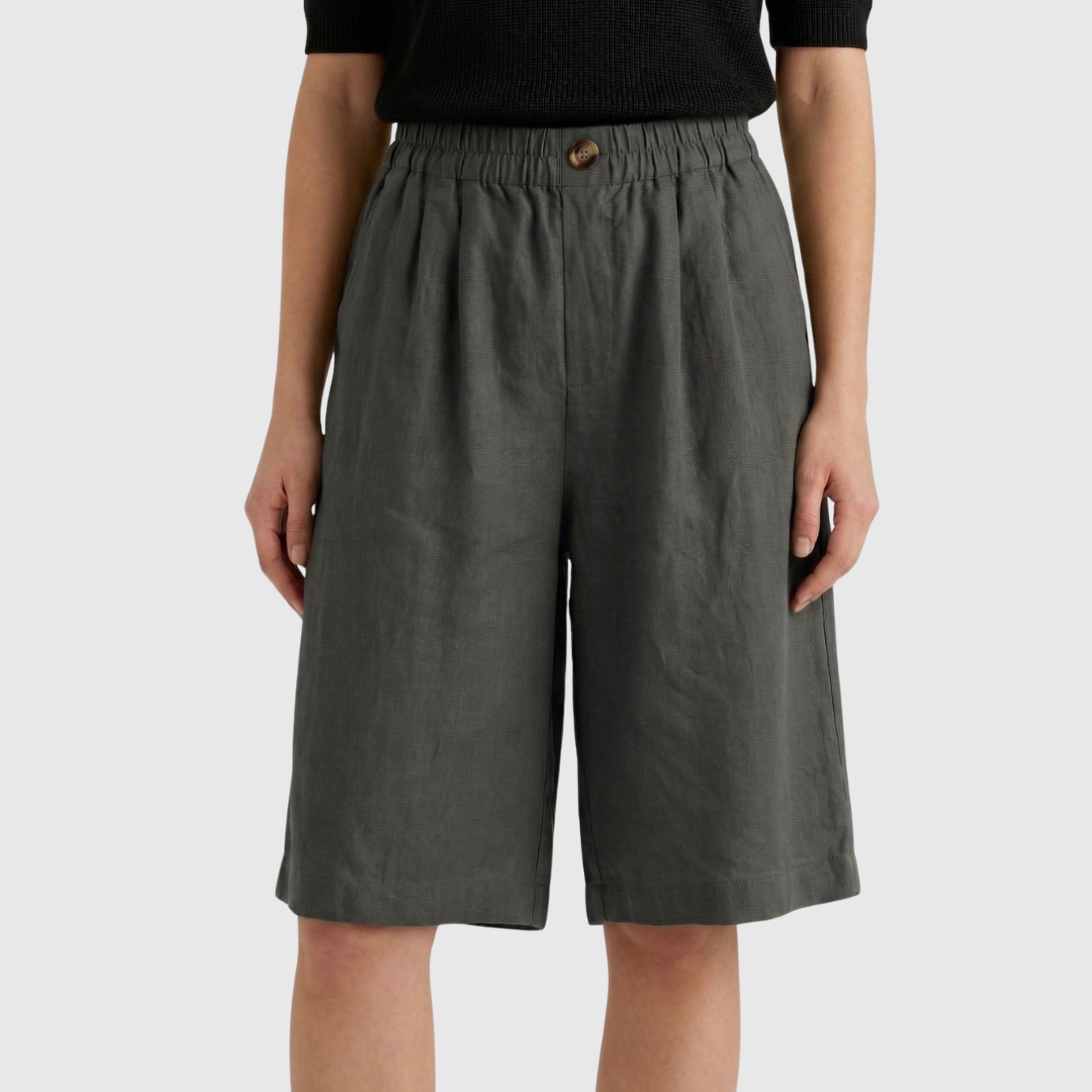 Short femme taille haute élastique coupe ample confort été coton