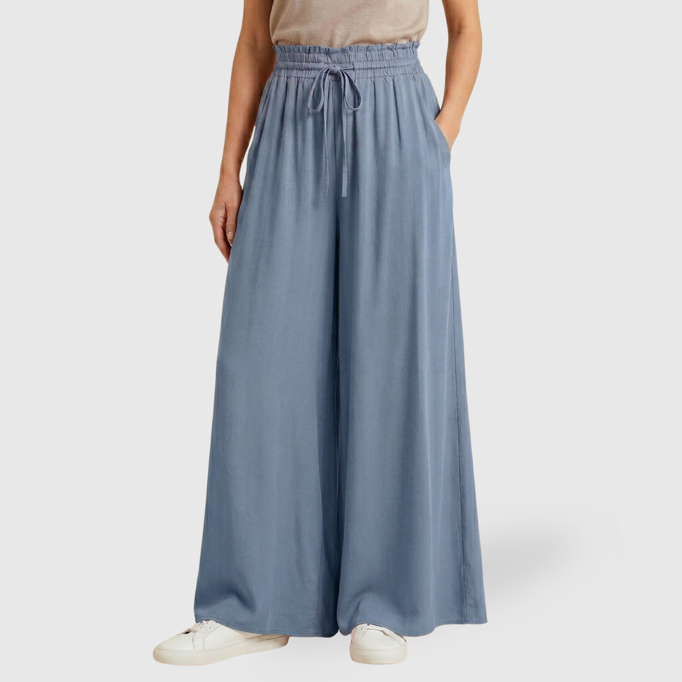 Pantalon large femme taille haute coupe ample jambes larges décontracté