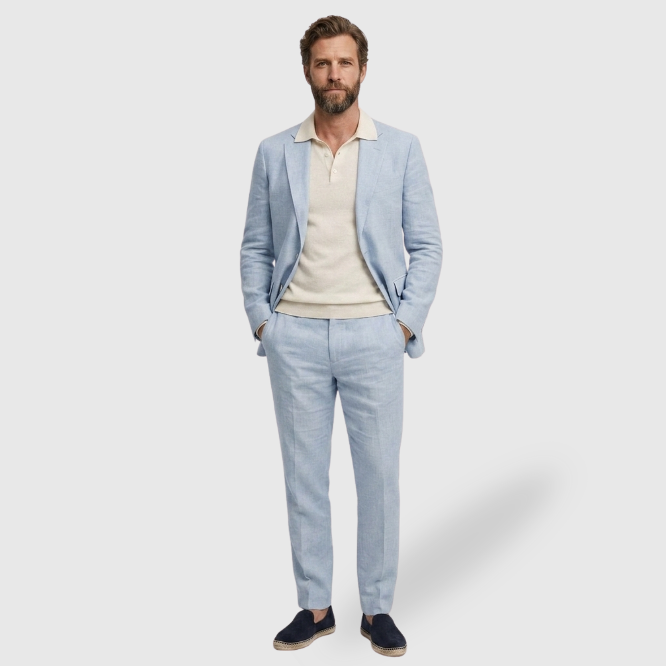 Costume homme deux pièces coupe ajustée veste blazer et pantalon