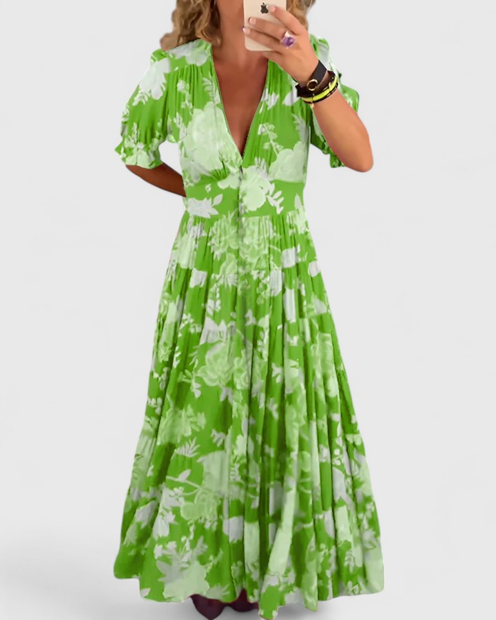 Robe mi-longue femme imprimé floral été casual