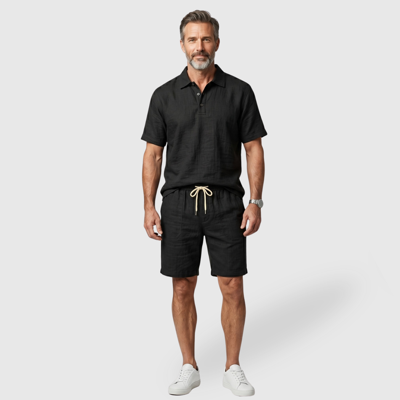 Ensemble homme polo manches courtes et short coupe décontractée