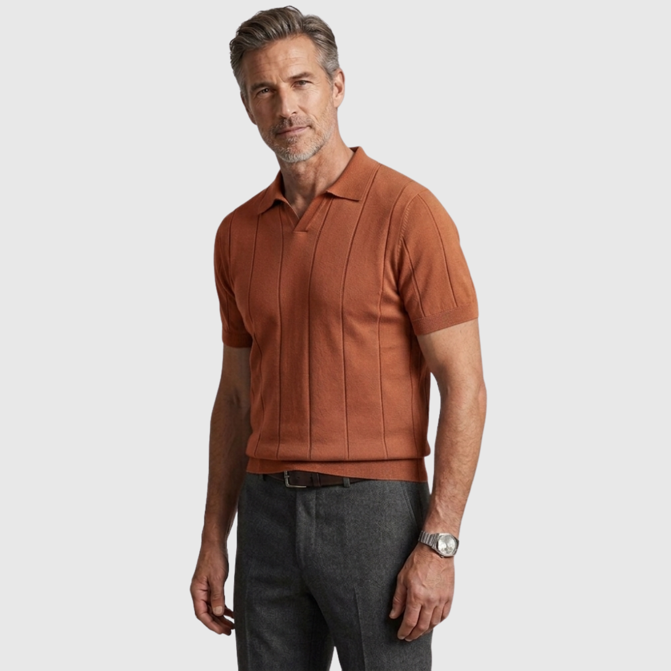 Polo homme coton sans boutons manches courtes col ouvert coupe droite