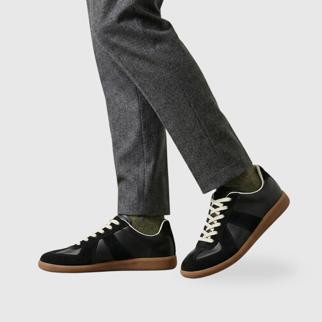 Baskets cuir homme style German Army semelle gomme