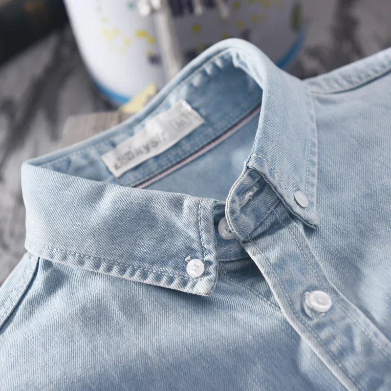 Chemise Denim Homme Coton Coupe Structurée Polyvalente