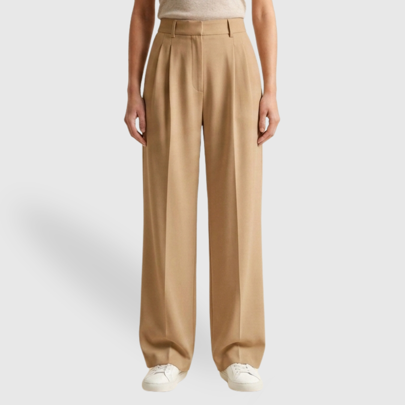 Pantalon femme large taille haute fluide