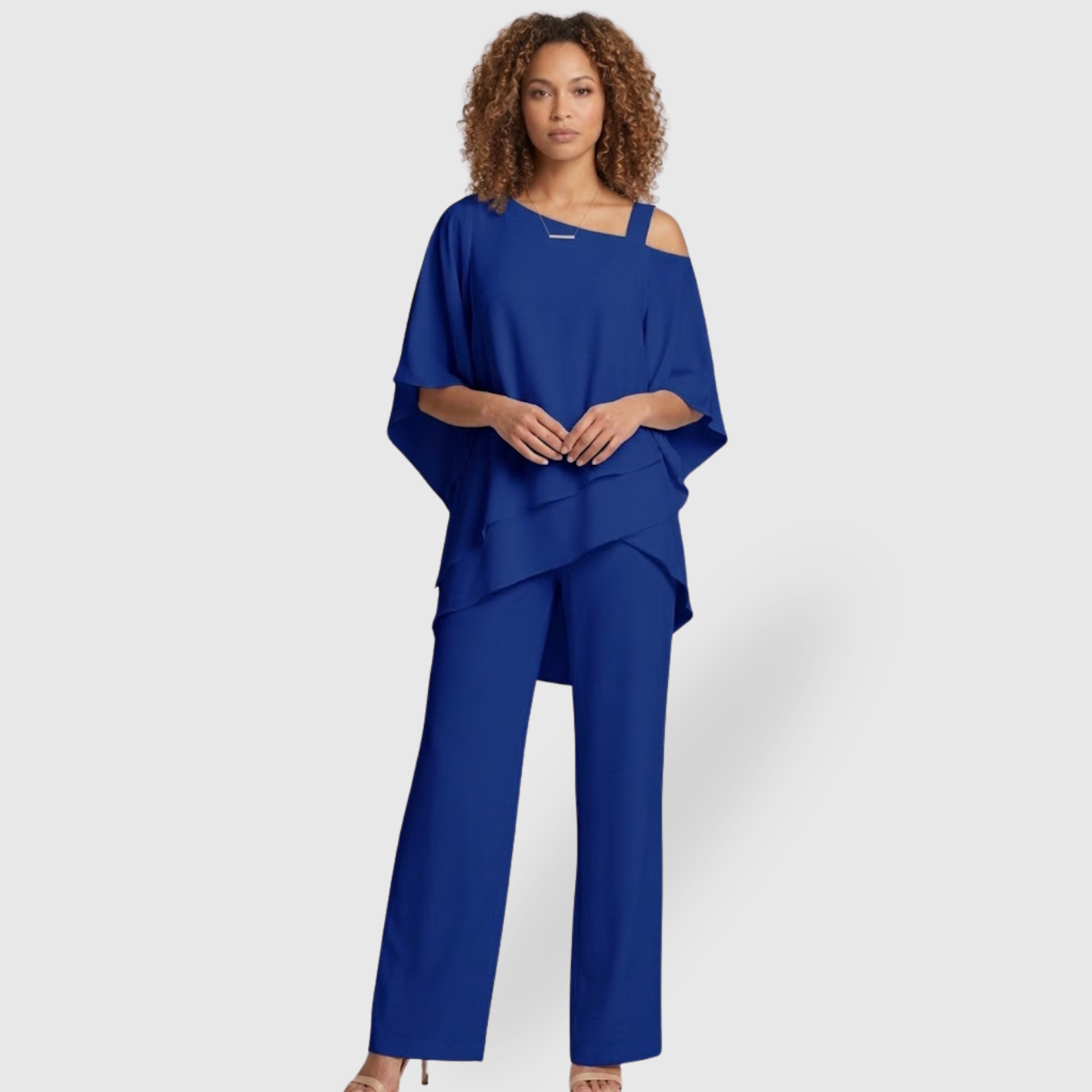 Ensemble femme été pantalon fluide top ample épaules dénudées