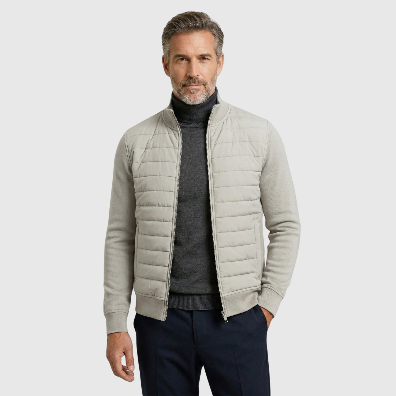 Veste homme hybride manches tricotées zippée mi-saison