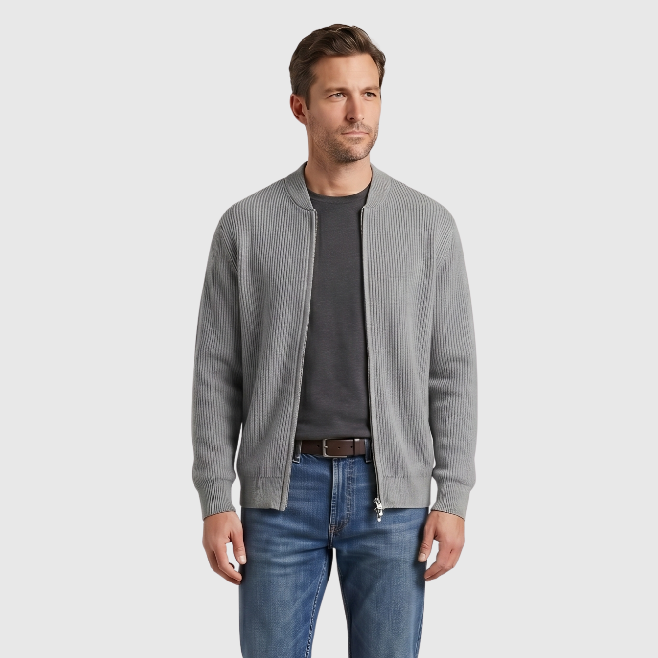 Gilet homme 100% coton zippé maille côtelée