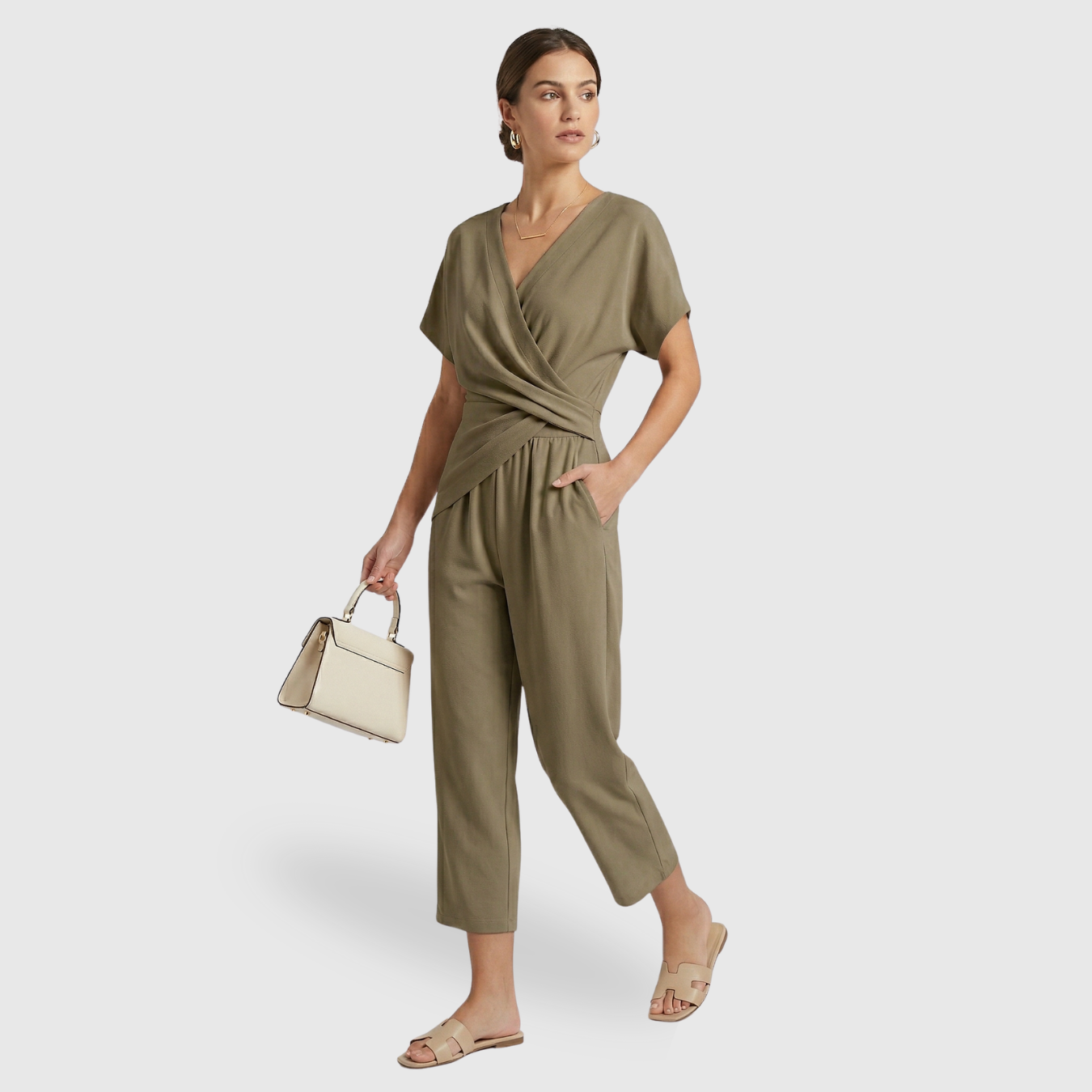 Ensemble femme deux pièces haut et pantalon coupe fluide tenue élégante