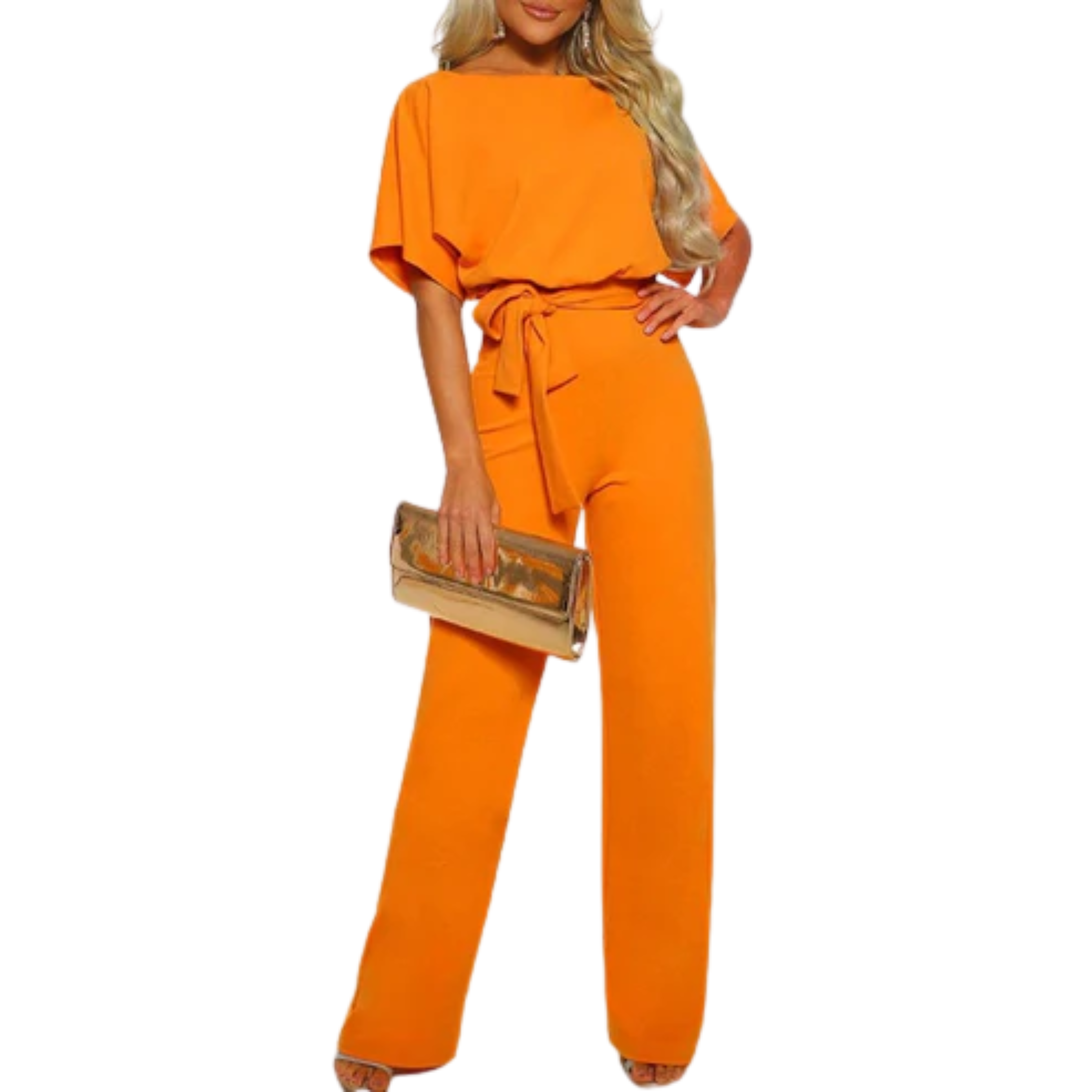 Combinaison pantalon large — manches courtes et ceinture — quotidien